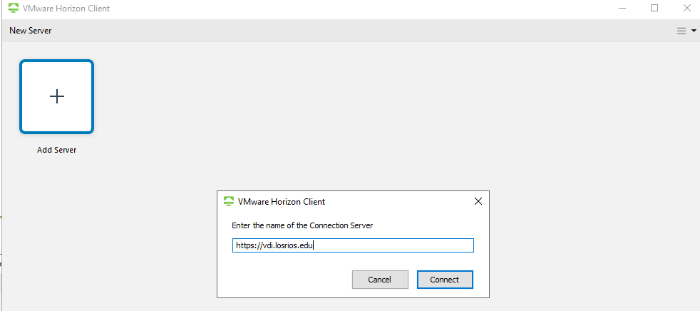 new server dialog box